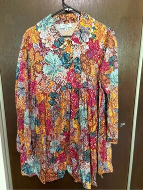 Kika Vargas Multicolor Floral Button-Front Casual Dress